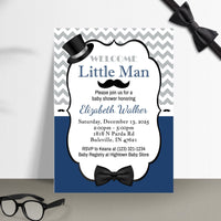 Navy and Gray Little Man Invitation Set
