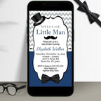 Navy and Gray Little Man Invitation Set