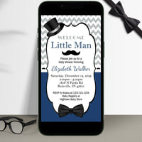 Navy and Gray Little Man Invitation Set