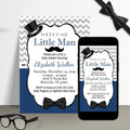 Navy and Gray Little Man Invitation Set