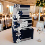 Navy, Silver, and White Wedding Card Box