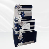 Navy, Silver, and White Wedding Card Box
