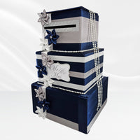 Navy, Silver, and White Wedding Card Box 2
