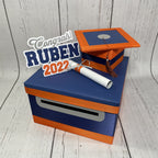 Navy, Orange, & Silver 10x10 Graduation Money Box