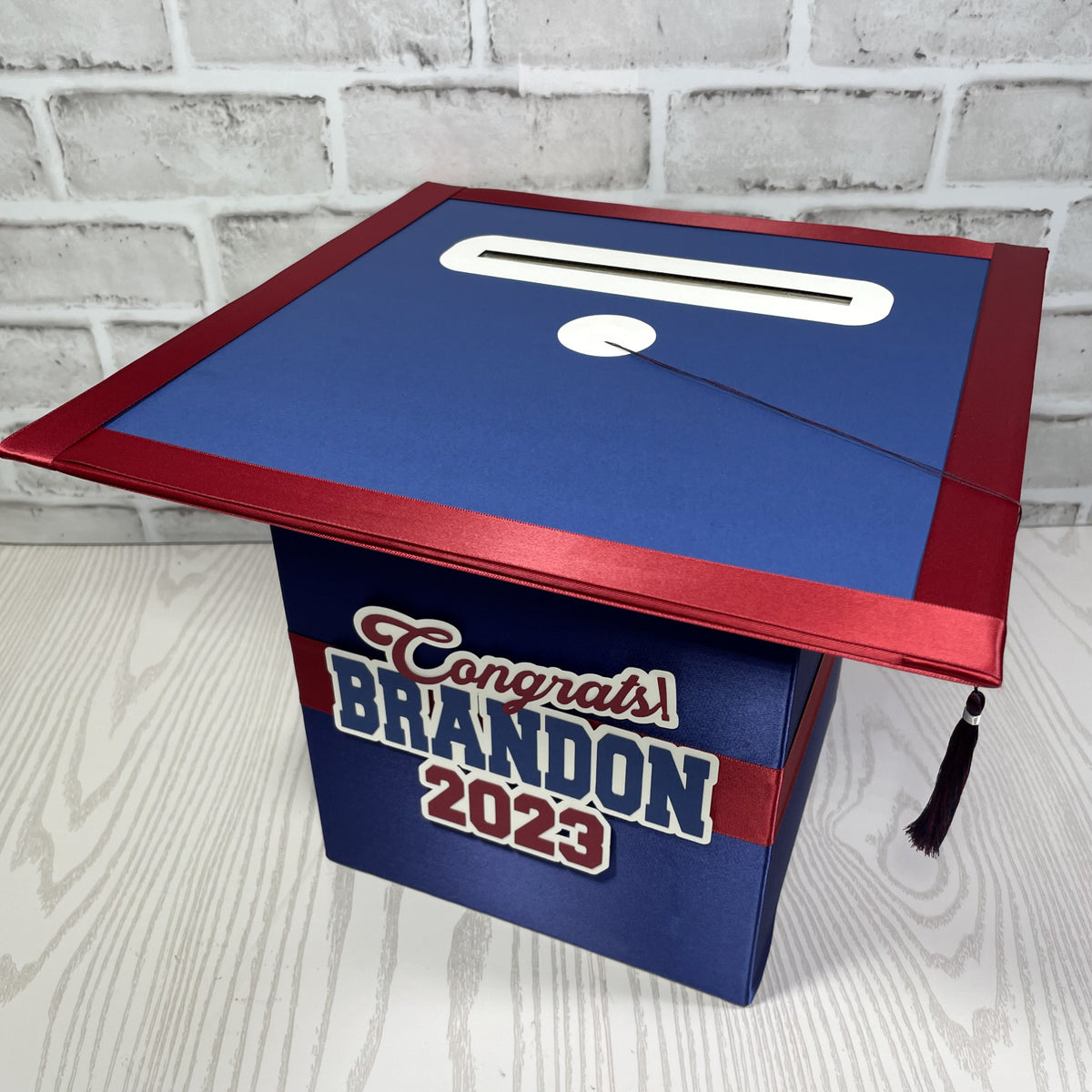 Navy, Red, & White 8x8 Graduation Card & Money Box