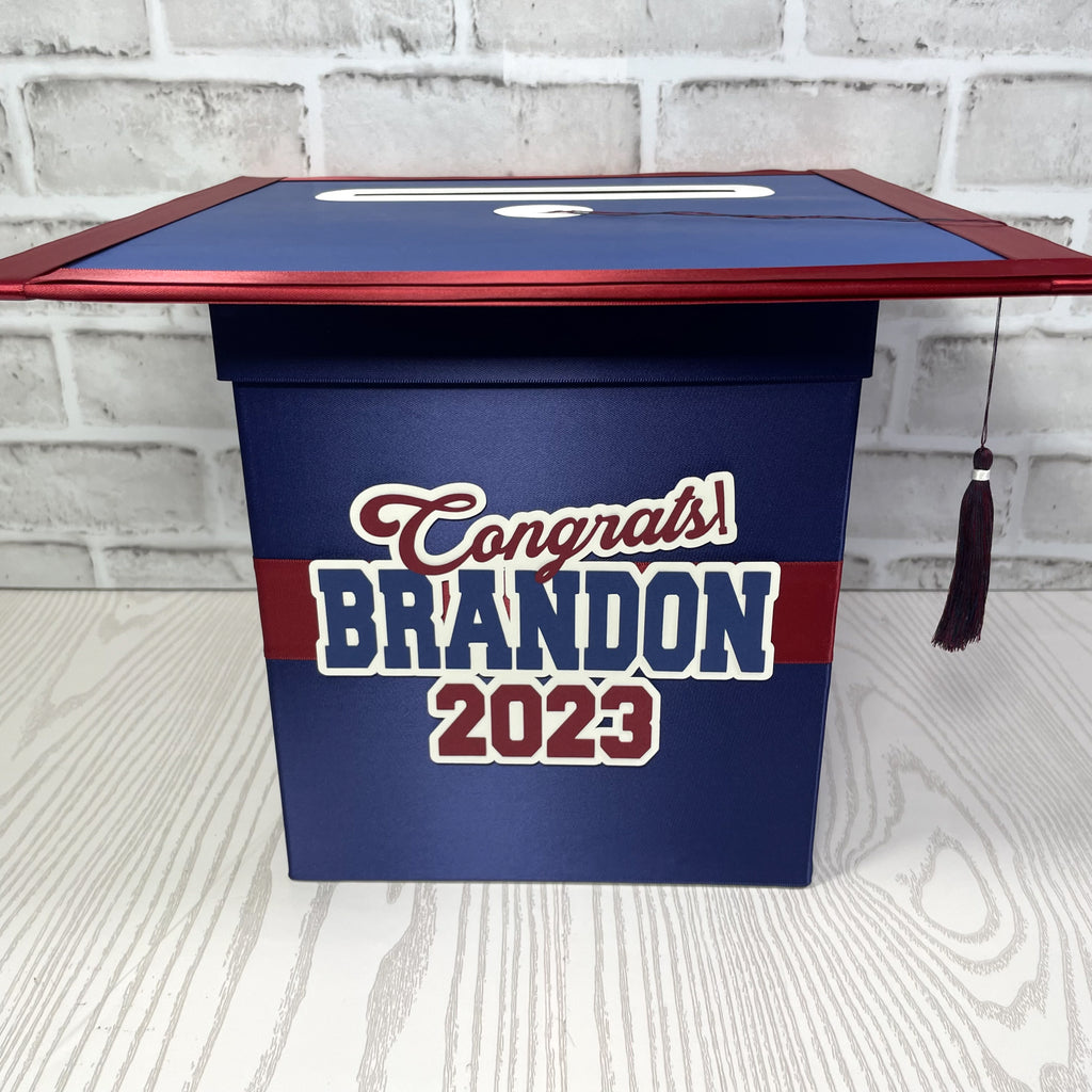 Navy, Red, & White 8x8 Graduation Money Box