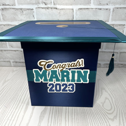 Navy, Teal, & Old Gold 8x8 Graduation Money Box