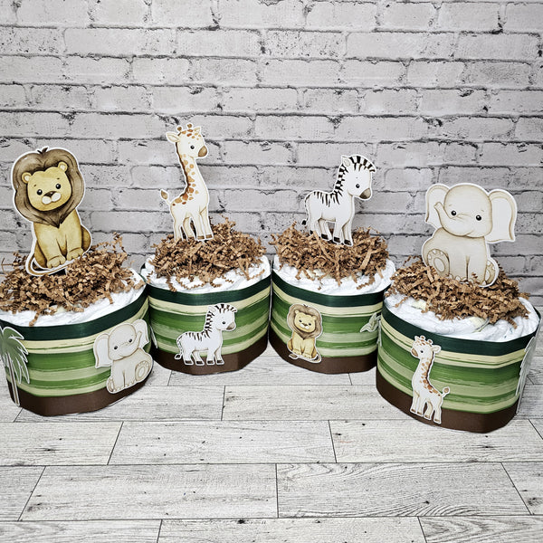 Gender Neutral Safari Diaper Cake Centerpieces