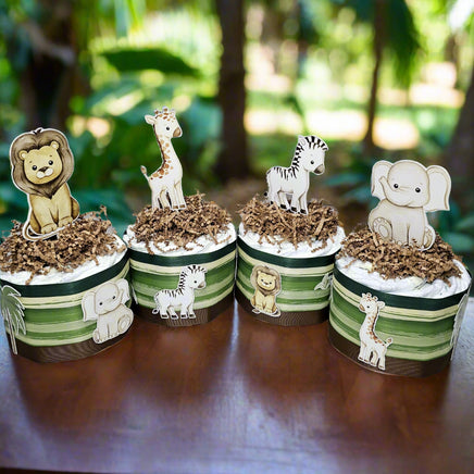 Gender Neutral Safari Diaper Cake Centerpieces