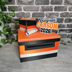 Black, Orange, and White Graduation Card Box, 10x10x6