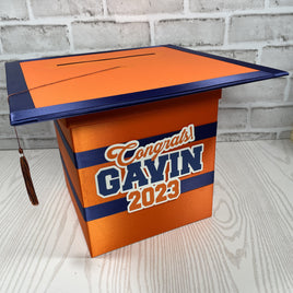 Orange & Navy 8x8 Graduation Card Box