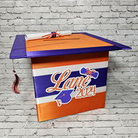 Orange, Purple, and White Large Graduation Card Box
