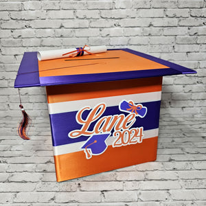 Orange, Purple, and White Large Graduation Card Box