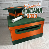 Orange & Hunter Green 10x10 Graduation Card Box