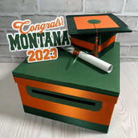 Orange & Hunter Green 10x10 Graduation Card & Money Box