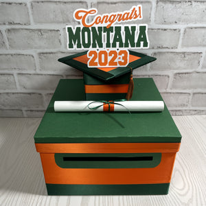 Orange & Hunter Green 10x10 Graduation Money Box