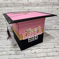 Pink, Black, & Old Gold Grad Card Box, Style 5
