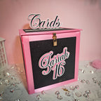 Black, Pink, and Silver Locking Birthday Card Box