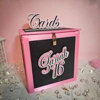 Black, Pink, and Silver Locking Birthday Card Box