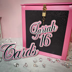 Black, Pink, and Silver Locking Birthday Card Box