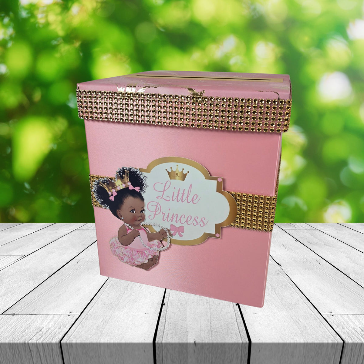 Pink and Gold Little Princess Baby Shower Card Box