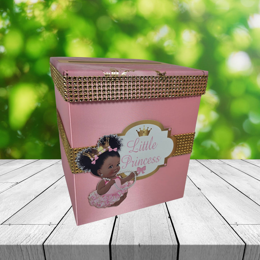 Pink and Gold Little Princess Baby Shower Card Box