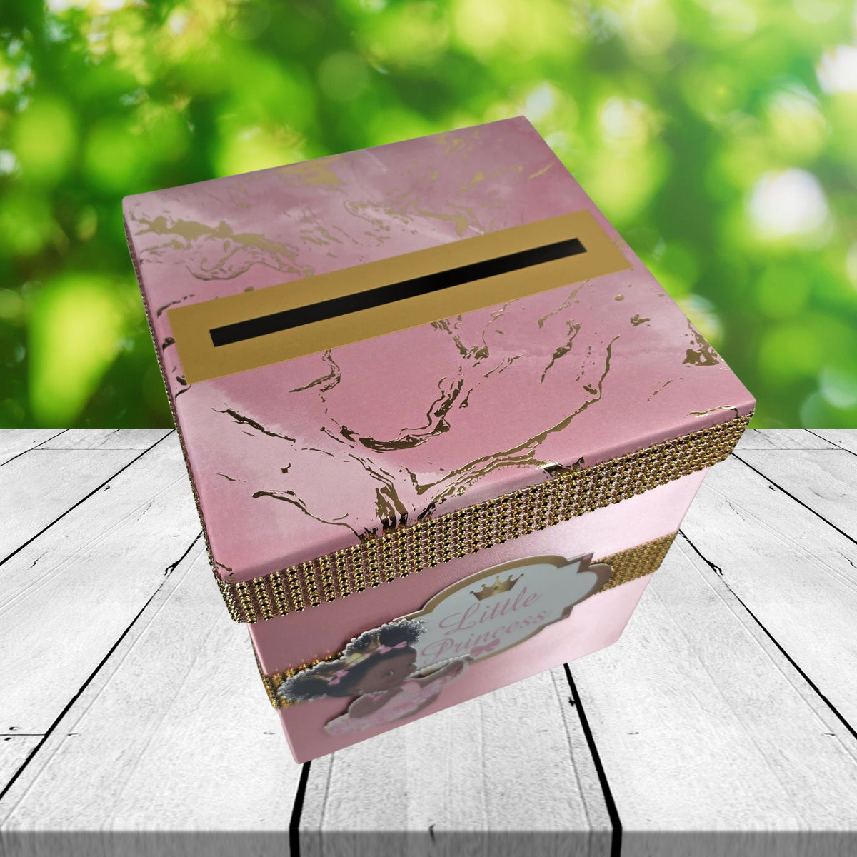 Pink and Gold Little Princess Baby Shower Card Box