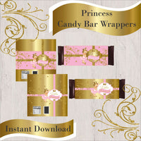 Pink and Gold Little Princess Candy Bar Wrappers, Blonde
