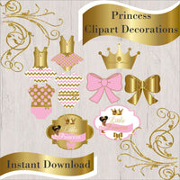 Pink and Gold Little Princess Printable Decorations Curly 
