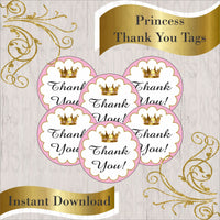 Pink & Gold Little Princess Thank You Tags