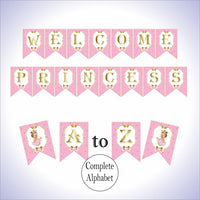 Pink and Gold Little Princess Party Banner, Blonde
