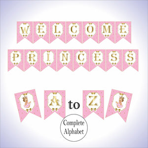 Pink and Gold Little Princess Party Banner, Blonde