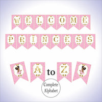 Pink and Gold Little Princess Party Banner, Curly
