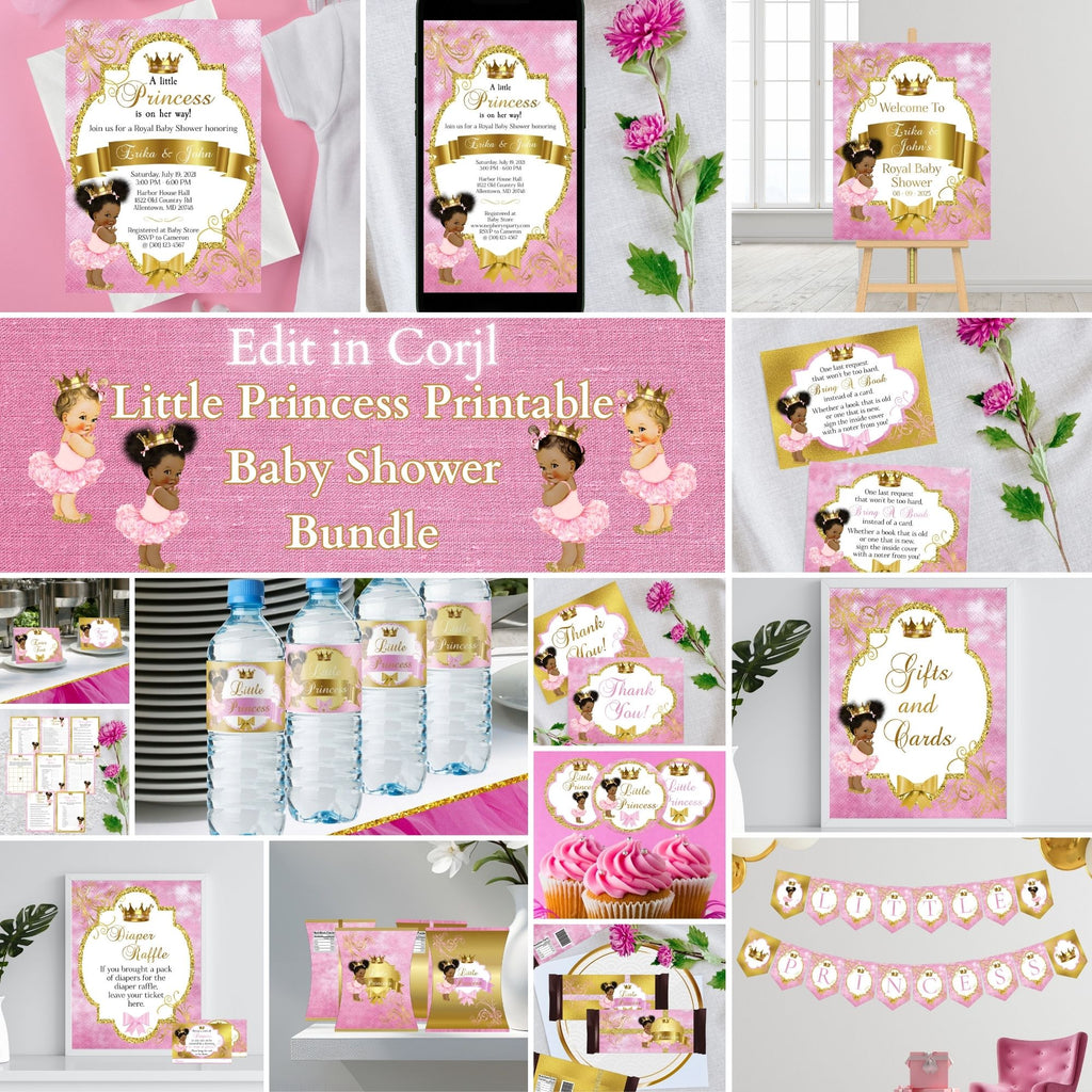 Little Princess Baby Shower Bundle, Pink and Gold