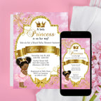 Pink and Gold Little Princess Printable and Digital Invitation
