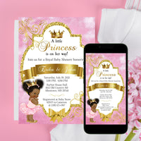 Pink and Gold Little Princess Printable and Digital Invitation