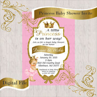 Pink & Gold Little Princess Baby Shower Invite, Blonde
