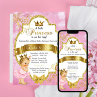 Pink and Gold Little Princess Printable and Digital Invitation