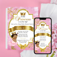 Pink and Gold Little Princess Printable and Digital Invitation