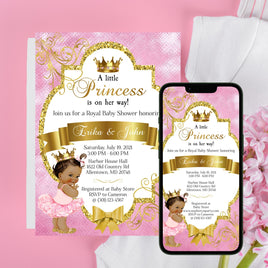 Pink and Gold Little Princess Printable and Digital Invitation