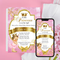 Pink and Gold Little Princess Printable and Digital Invitation