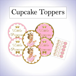 Pink & Gold Little Princess Cupcake Toppers