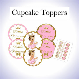 Pink & Gold Little Princess Cupcake Toppers