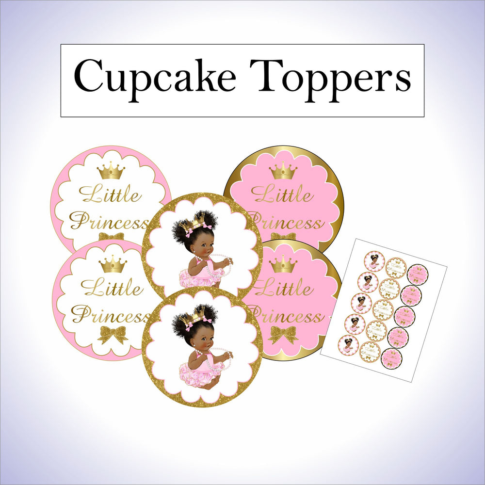 Pink & Gold Little Princess Cupcake Toppers