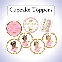 Pink and Gold Little Princess Cupcake Toppers
