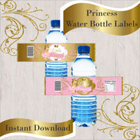 Pink and Gold Little Prince Water Bottle Labels, Blonde
