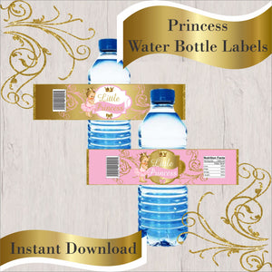 Pink and Gold Little Prince Water Bottle Labels, Blonde