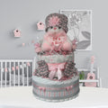 Pink & Gray Girl Diaper Cake Gift