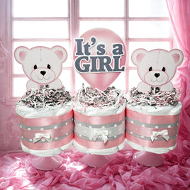 Baby Bear Mini Diaper Cake Centerpiece, It's a Girl