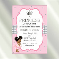 Princess Baby Shower Invite and Diaper Raffle, Pink & Silver